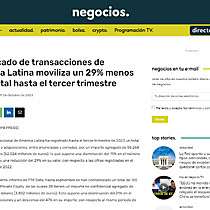 El mercado de transacciones de Amrica Latina moviliza un 29% menos de capital hasta el tercer trimestre